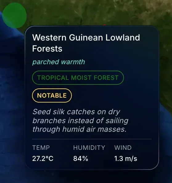 Region tooltip displaying pulse line and biome information